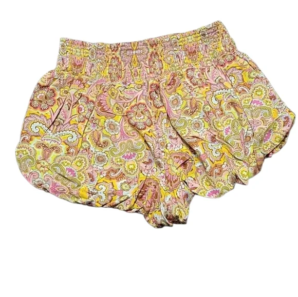 Free People La Rochelle Bubble Shorts High Rise Smocked Waist Paisley Floral XL - Picture 6 of 12